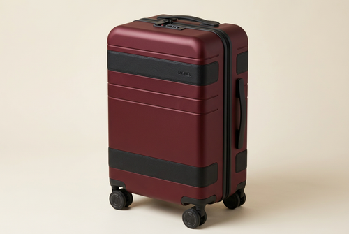 MOND Check-In 24″ hardshell in matte oxblood with black leather band