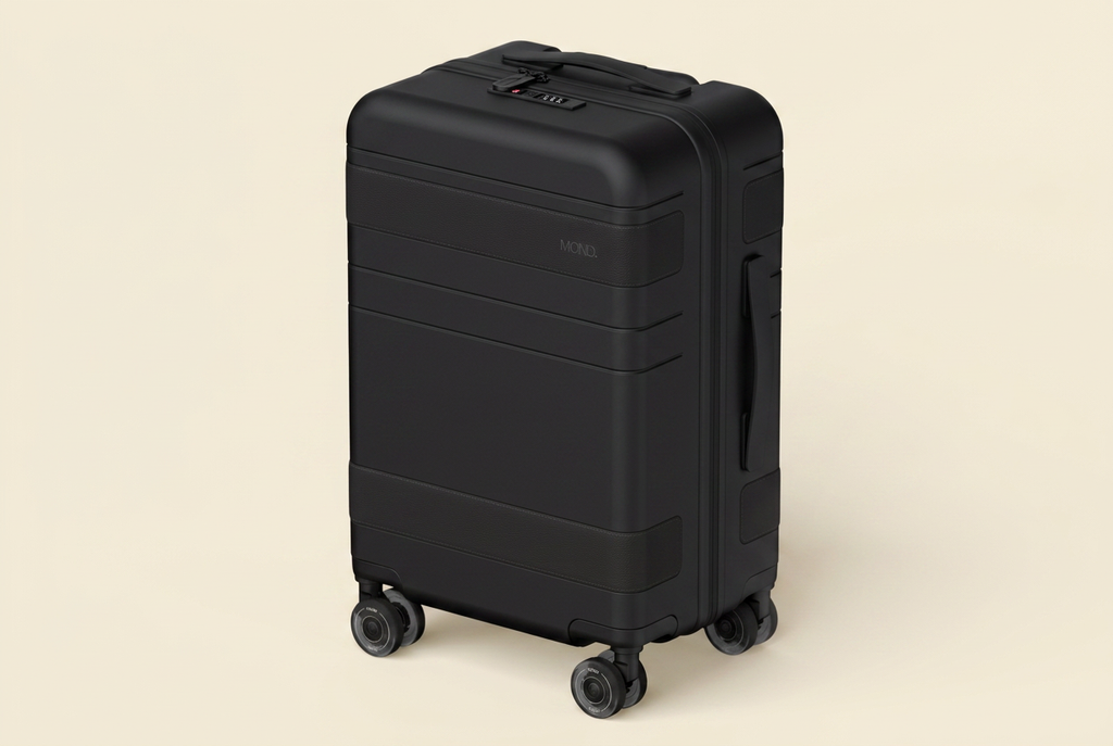 MOND luggage set hardshell in matte black with black leather band